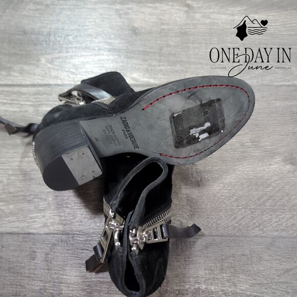 Zadig & Voltaire Molly Studded Suede Ankle Boots Size EU 36 (6) - Picture 4 of 6